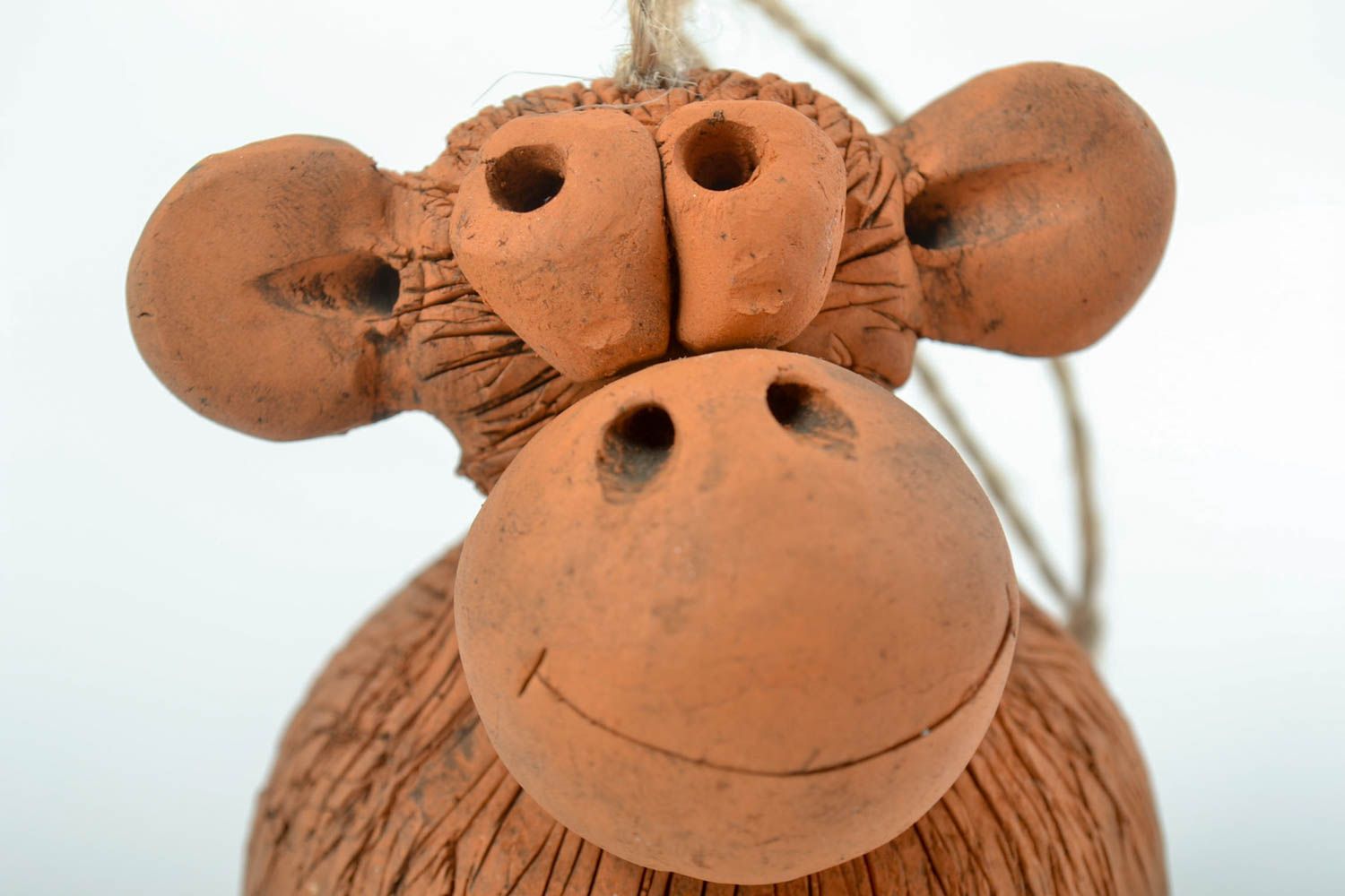 Designer clay bell handmade ceramic monkey souvenir unique interior decoration photo 5