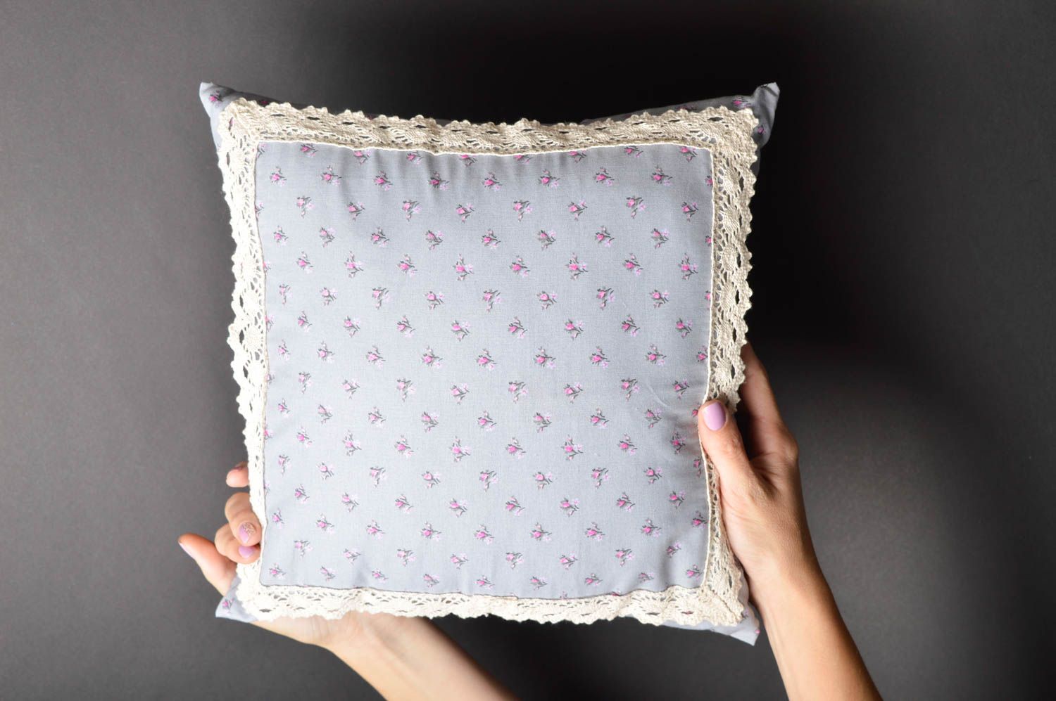 Almohada decorativa hecha a mano de tela decoración de interior regalo original  foto 1