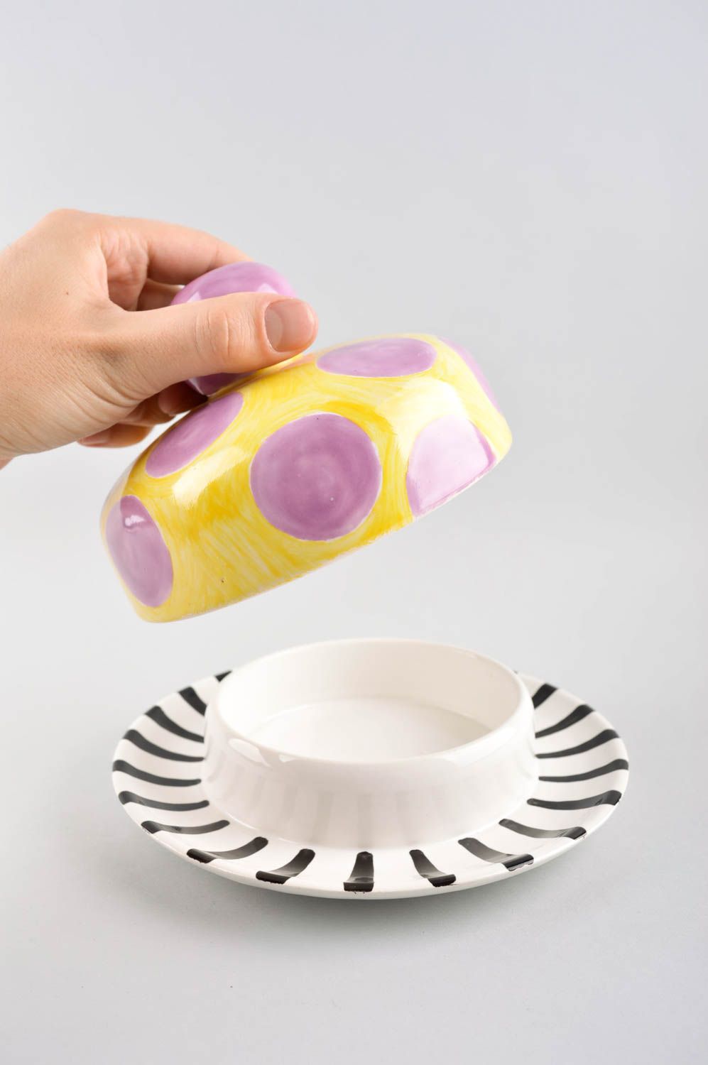 Handgemachte Keramik Süßigkeiten Schüssel Küchen Geschirr Tisch Dekor bunt  foto 5