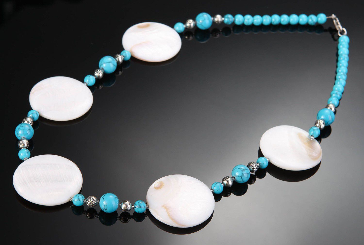 Necklace mae of pearl & turquoise photo 4