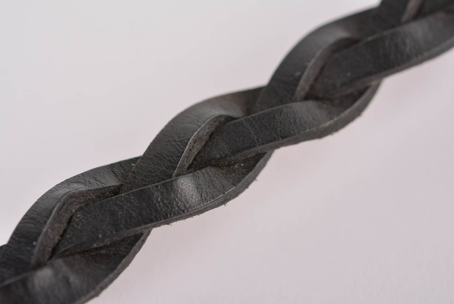 Designer Schmuck handmade Leder Armband Zopf Accessoire für Frau schwarz foto 4