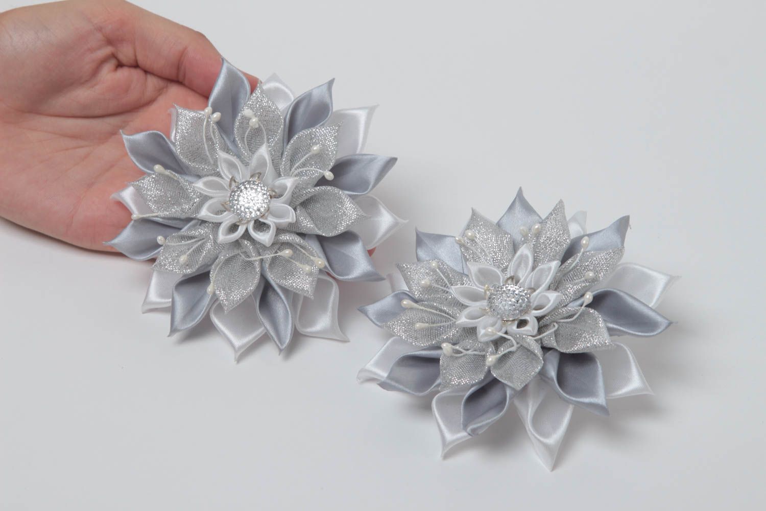 Handmade Haargummis Blumen Haarschmuck Set Mode Accessoires für Kinder 2 Stück foto 5