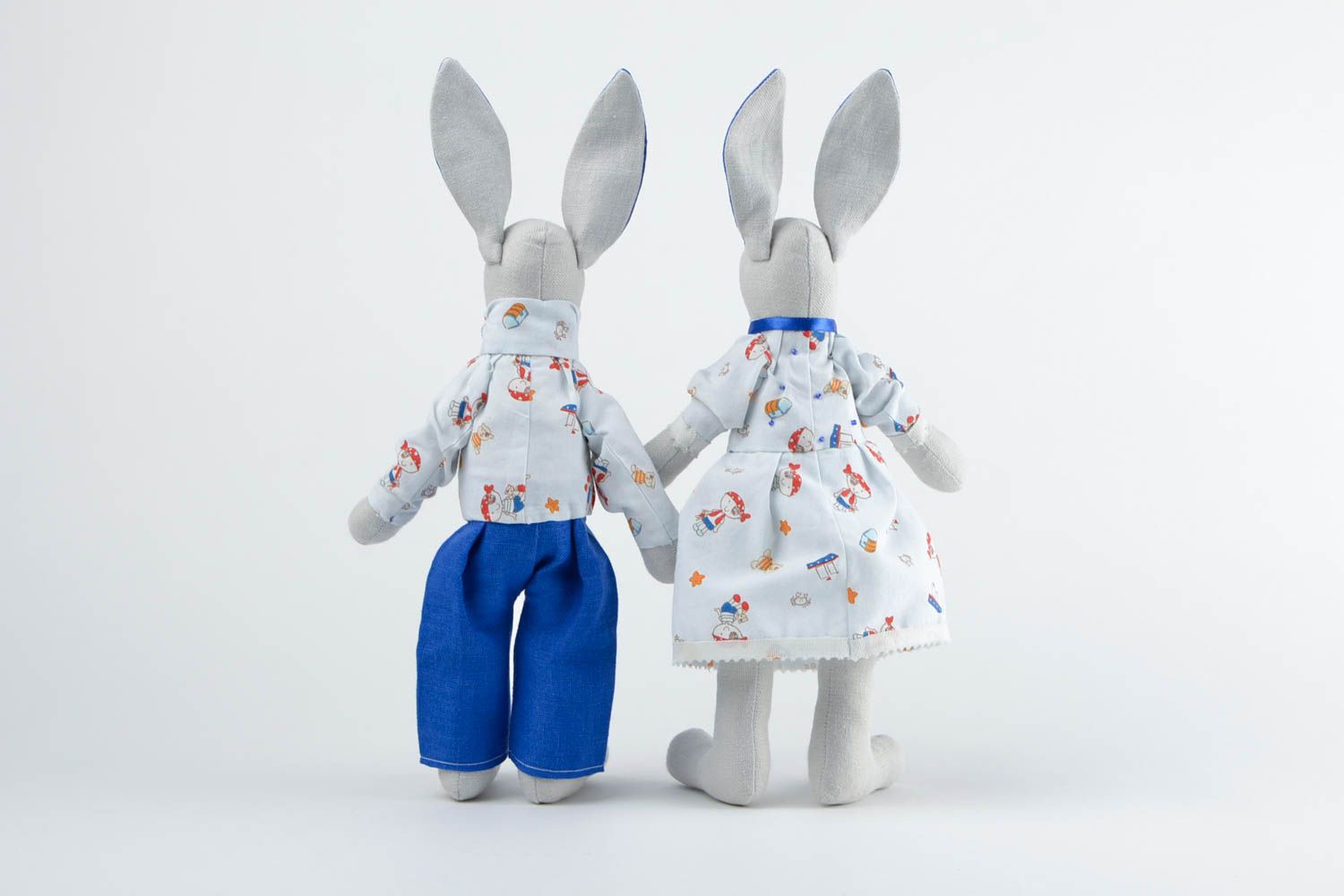 Jouets lapins en tissus Peluches faites main 2 pièces couple Déco maison photo 5