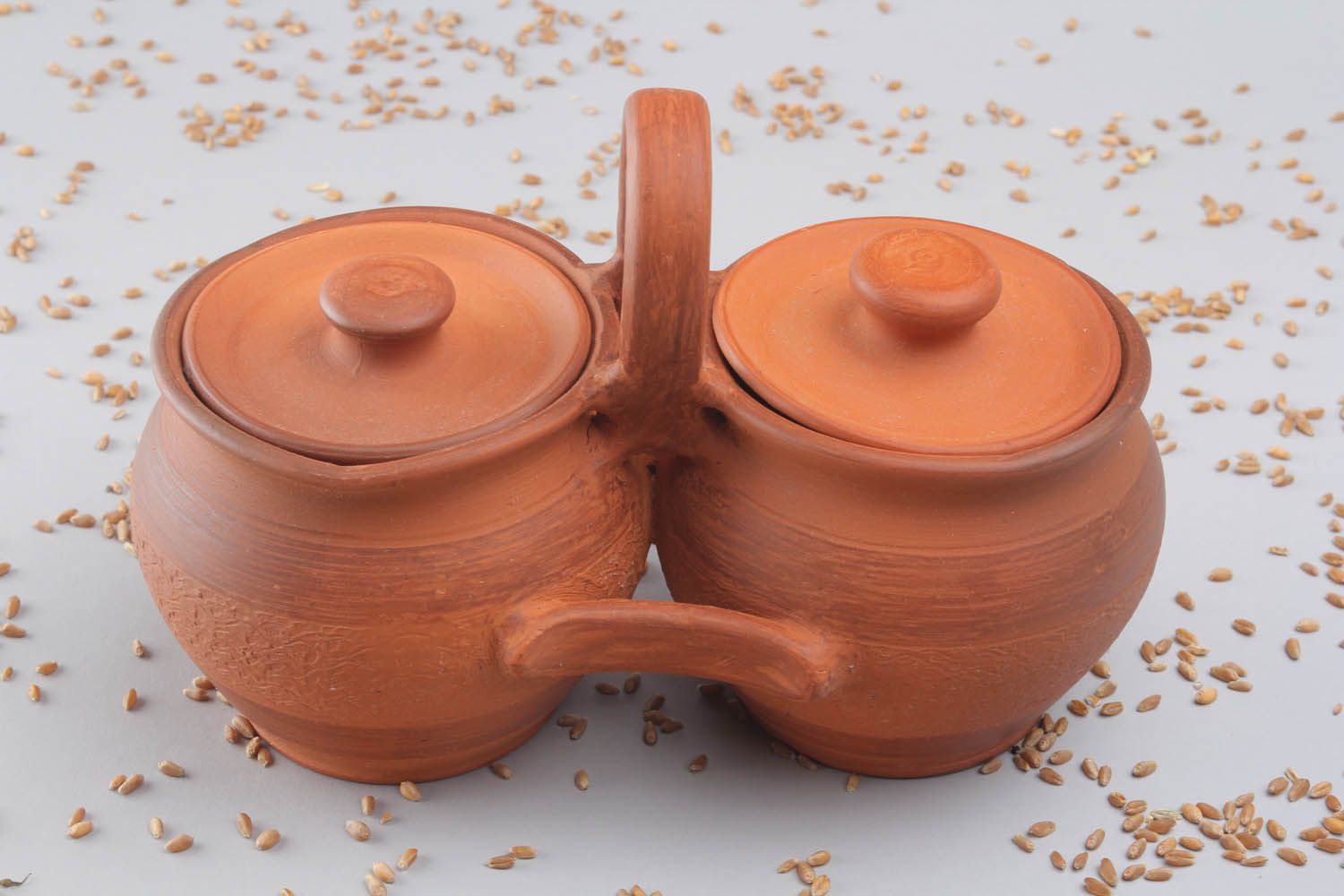 Potes de argila feitos à mão com tampa louça de cerâmica decorativa artesanal foto 1