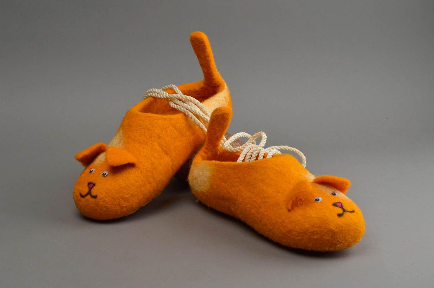 Animal slippers handmade felted slippers house shoes birthday gift for girl photo 1