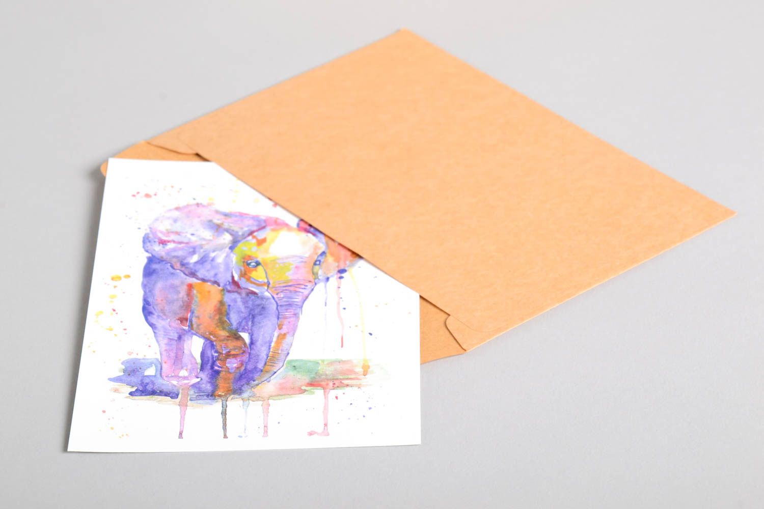 Handgemachte Karte Ausgefallenes Geschenk schöne Grußkarte schöne Karte Elefant foto 4