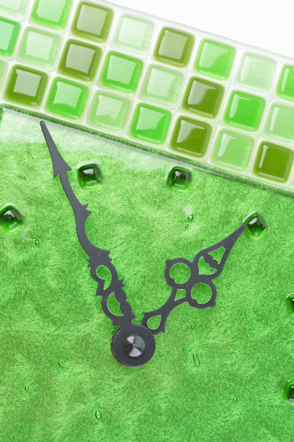 Зеленый набор подсвечник ручной работы настенные часы подсвечник из стекла фото 5