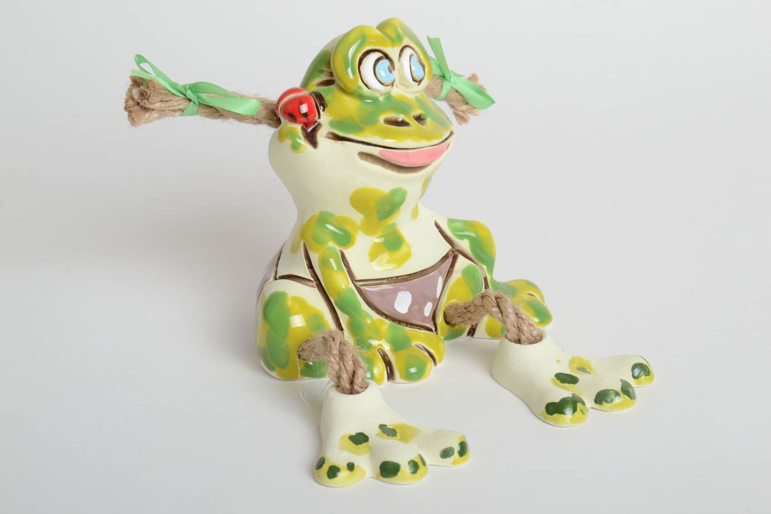Tirelire grenouille faite main Figurine animal céramique peinte Cadeau original photo 2