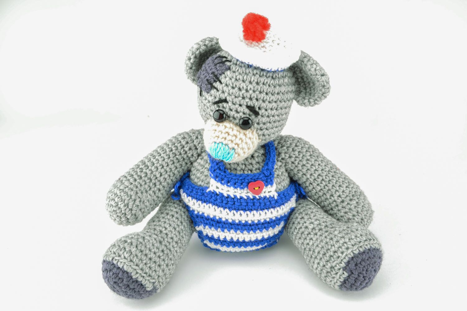 Jouet ours tricoté au crochet Marin  photo 1
