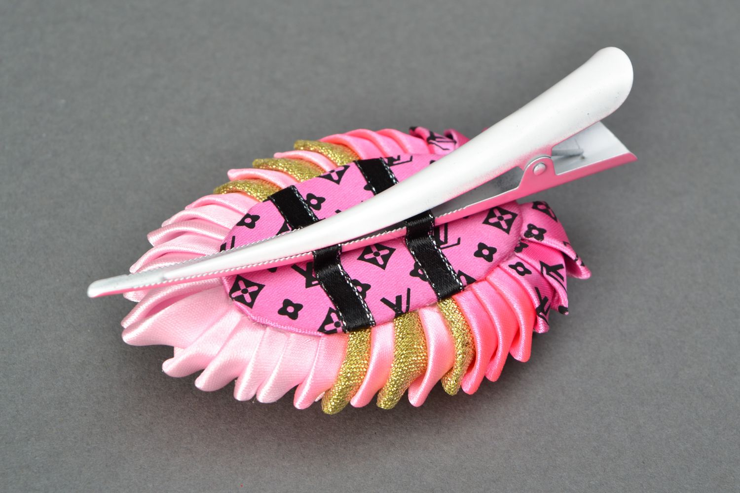 Kanzashi rep ribbon hair clip photo 4