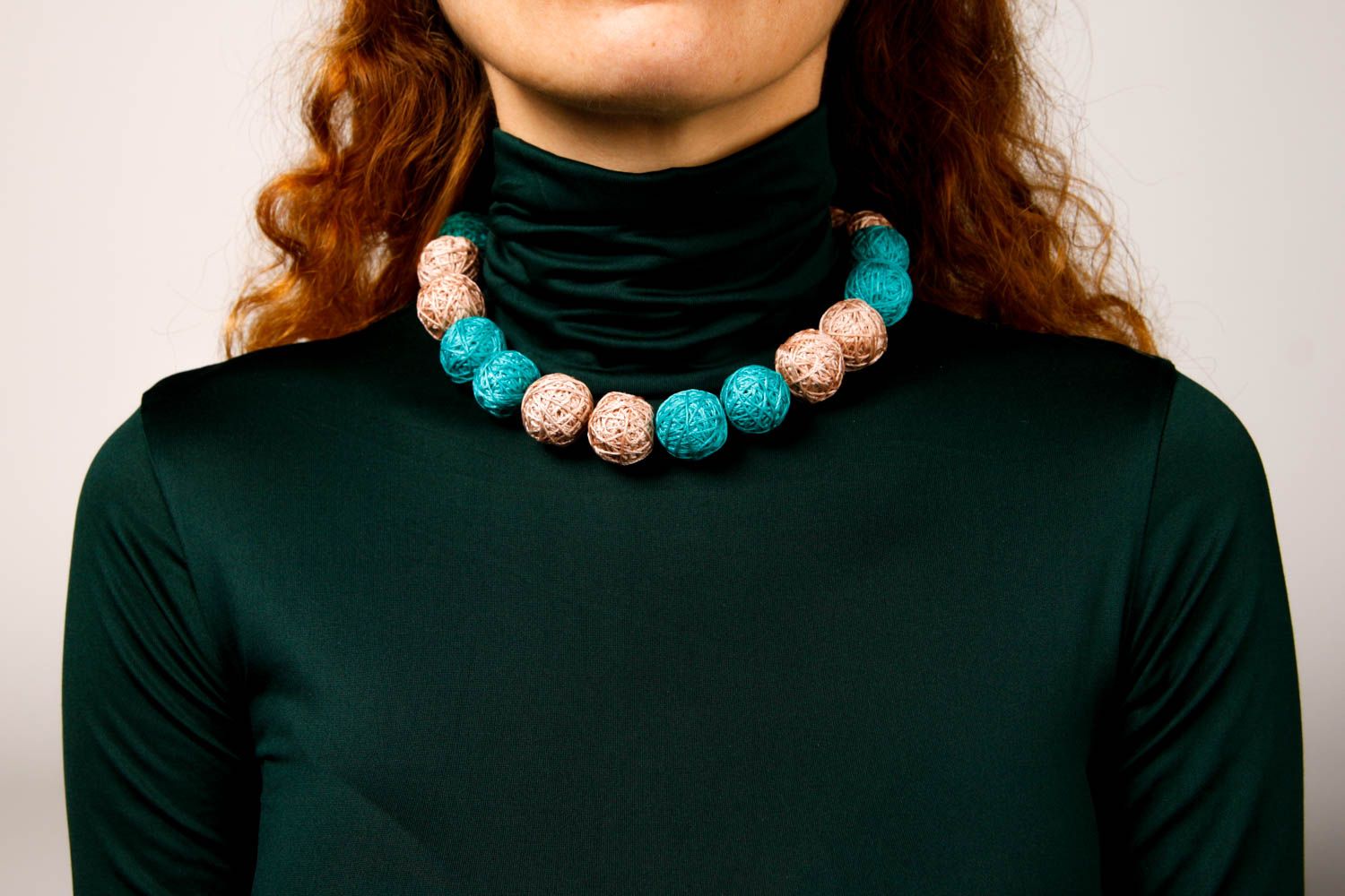 Beautiful handmade textile necklace ball necklace design handmade jewellery photo 1
