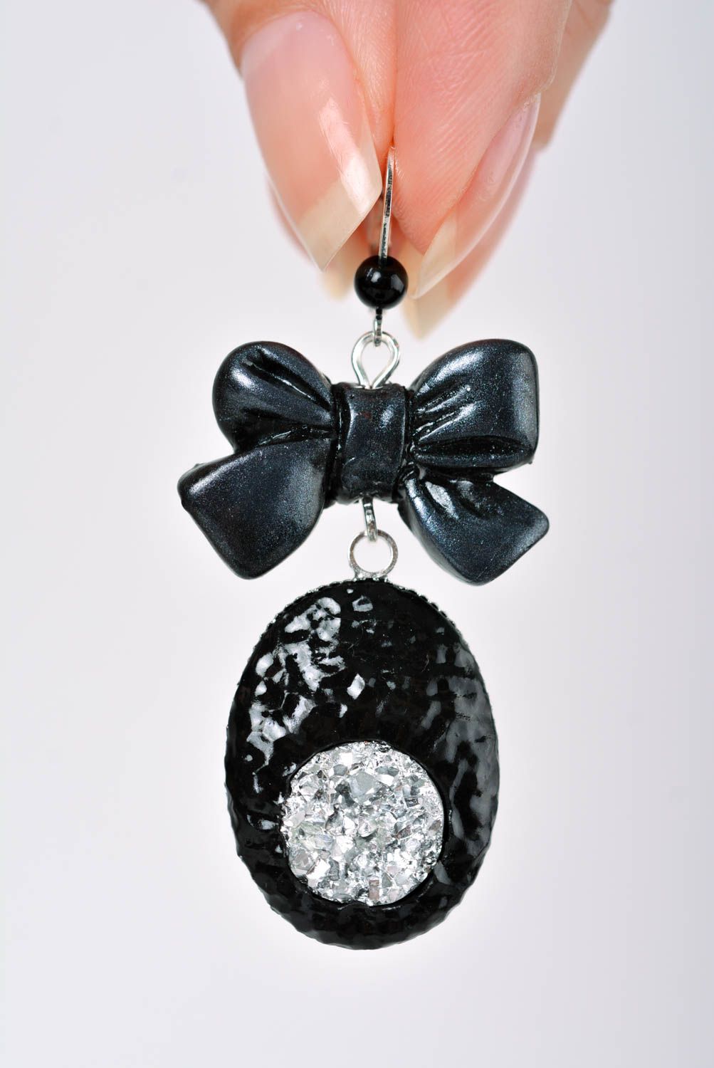 Schmuck aus Ton handgefertigt Ring am Finger effektvoll Modeschmuck Ohrringe foto 5