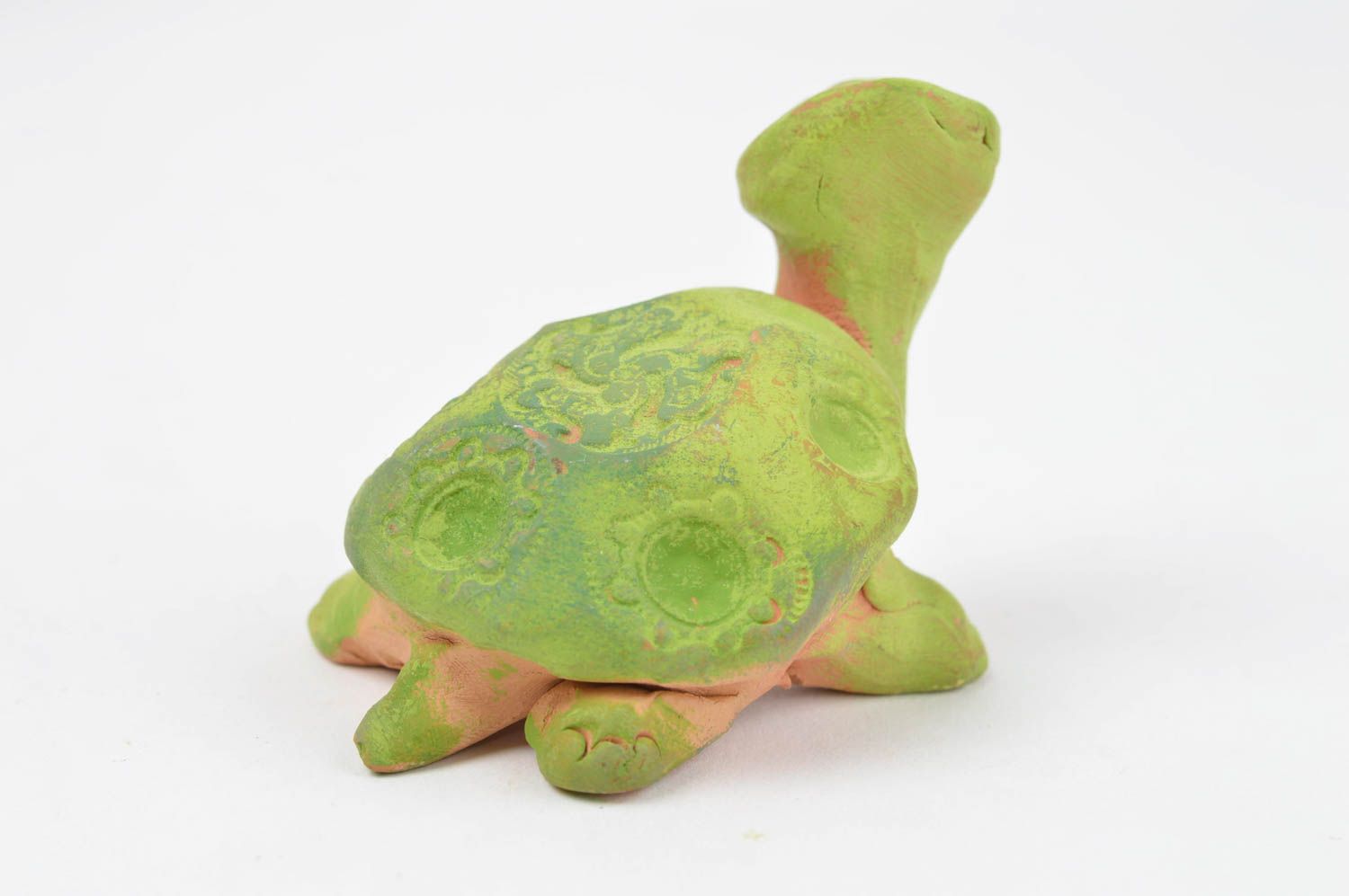 Handmade ceramic statuette unusual clay turtle cute home decor lovely figurine photo 4