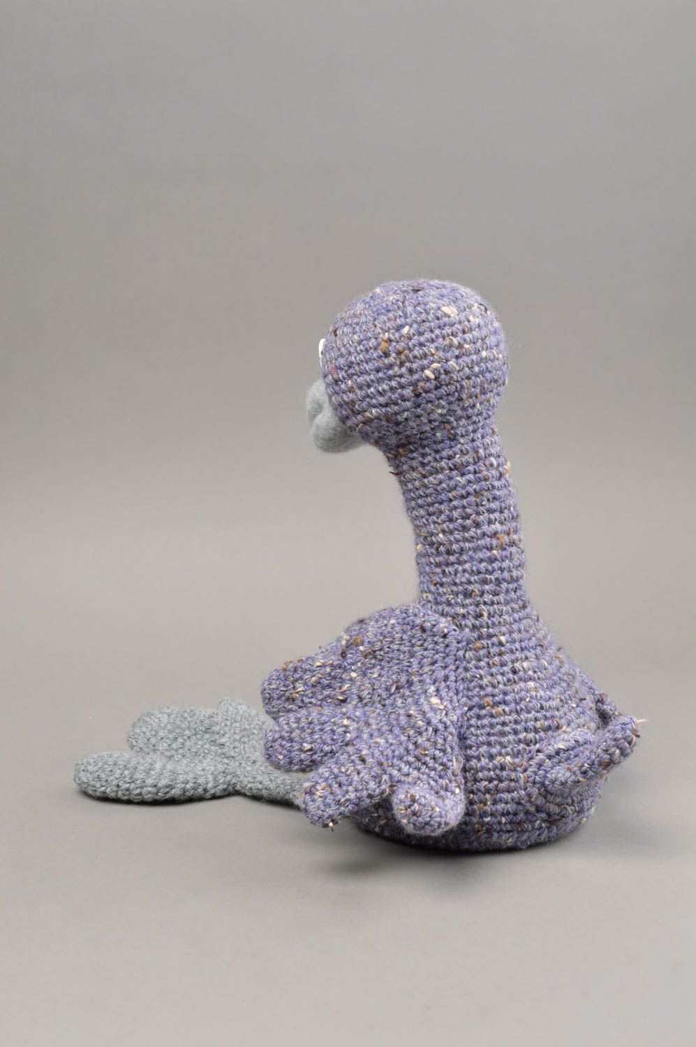 Jouet tricoté au crochet gros oiseau gris fait main décoratif pour enfant photo 3