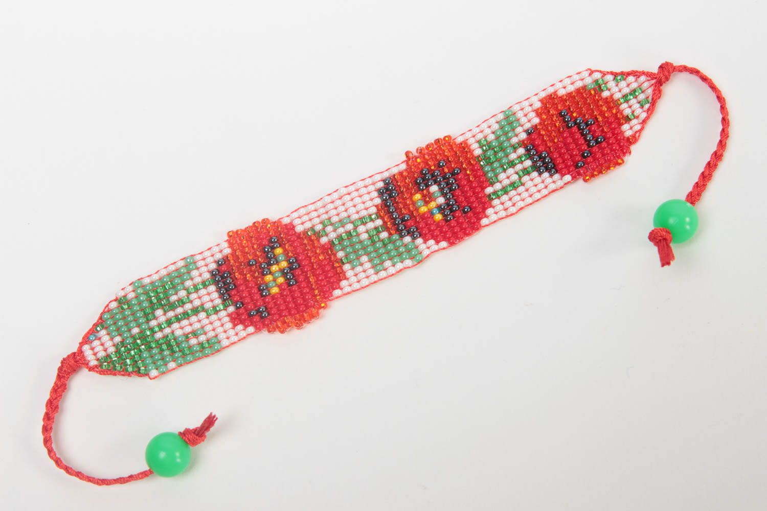Handmade beaded floral poppies strand bracelet for teen girls photo 2