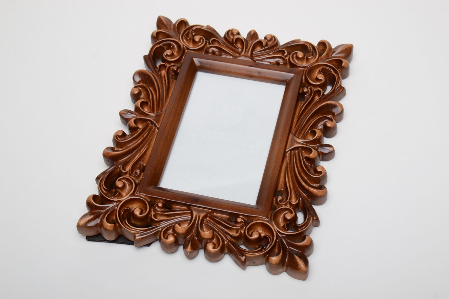 Handmade wooden photo frame with art carving photo 2