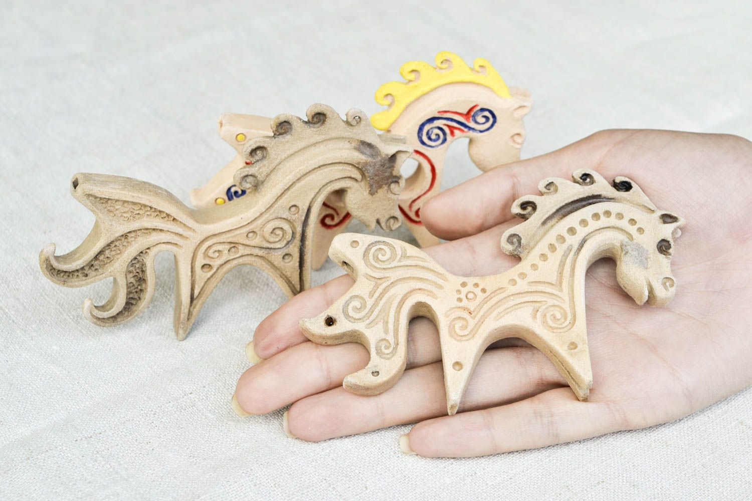 Глиняные сувениры ручной работы глиняные игрушки оригинальные подарки набор 3 шт фото 2