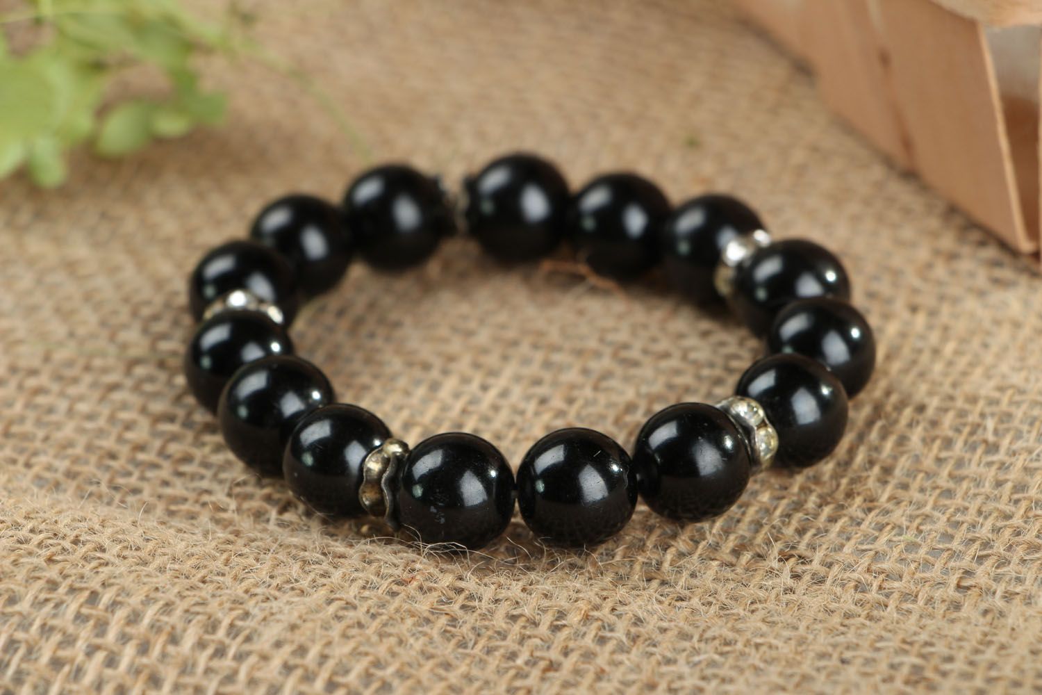 Bracelet made of black beads photo 5