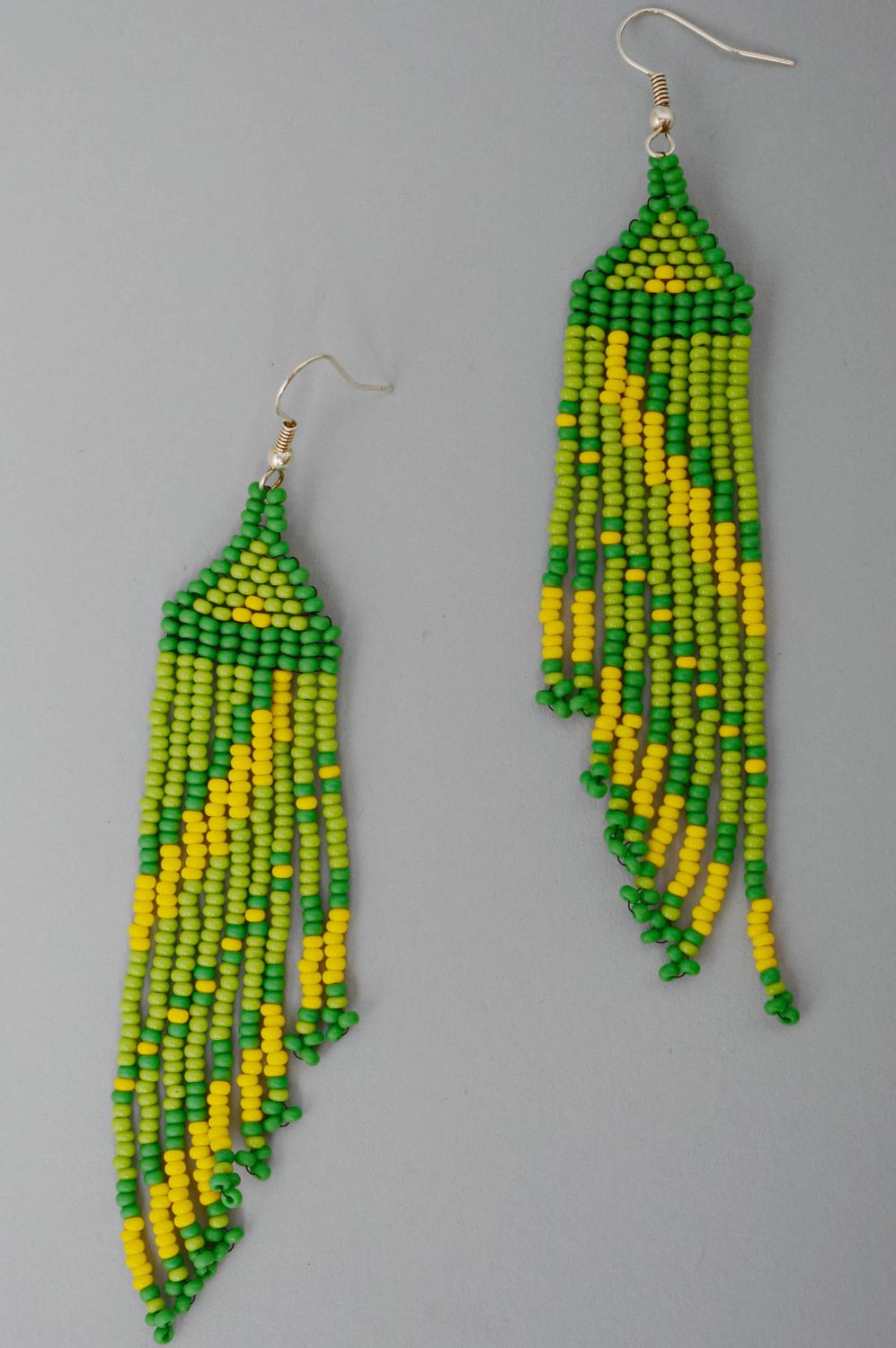 Boucles d'oreilles pendantes en perles de rocaille vertes Tropiques  photo 3