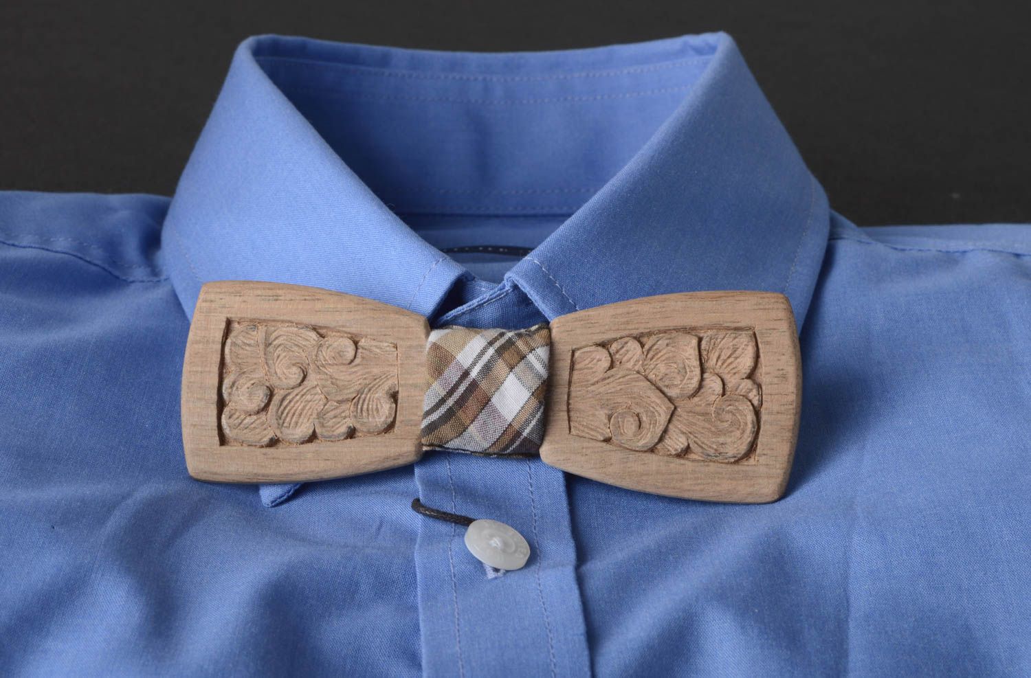 Corbata pajarita hecha a mano de madera accesorio de moda regalo original foto 5