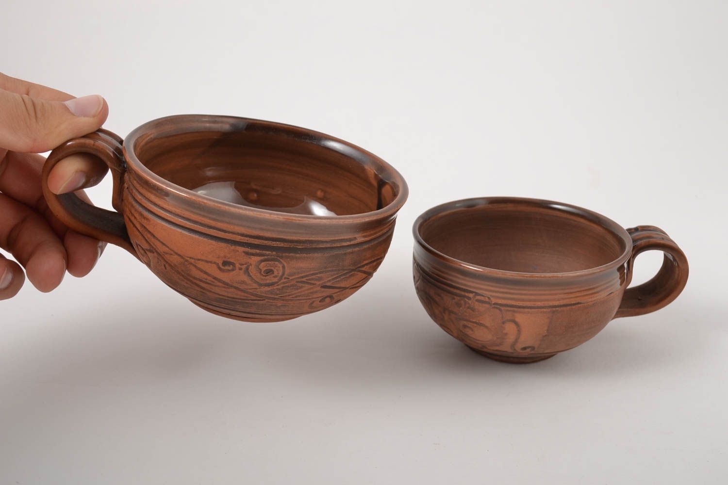 Керамические чашки две необычные керамическая посуда красивые подарочные кружки фото 2