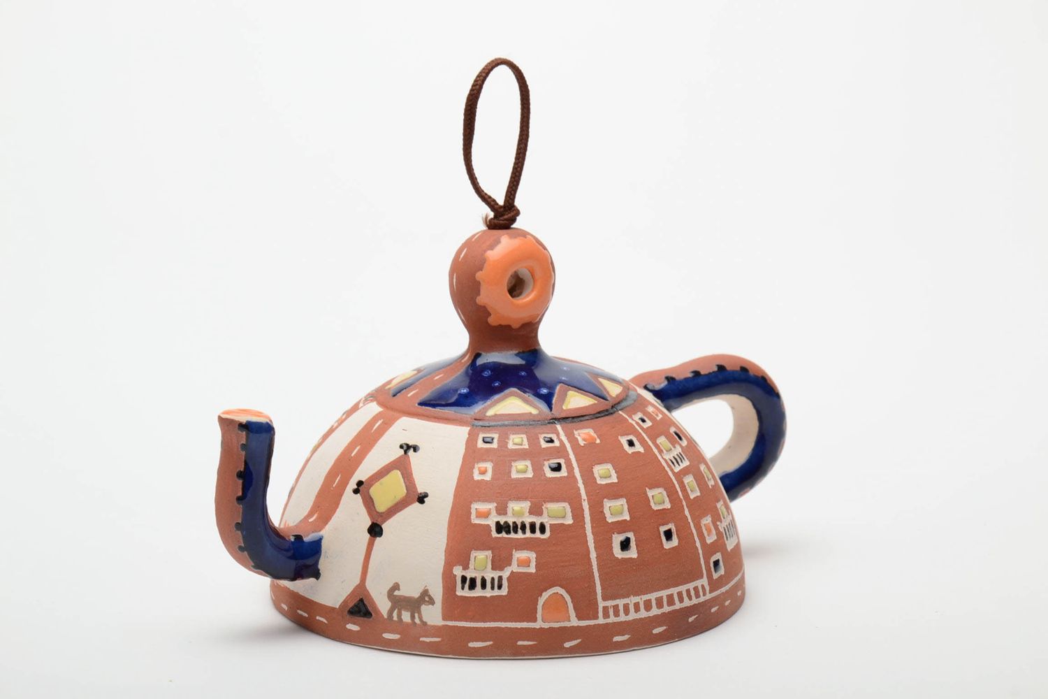 Clay bell figurine of teapot photo 2