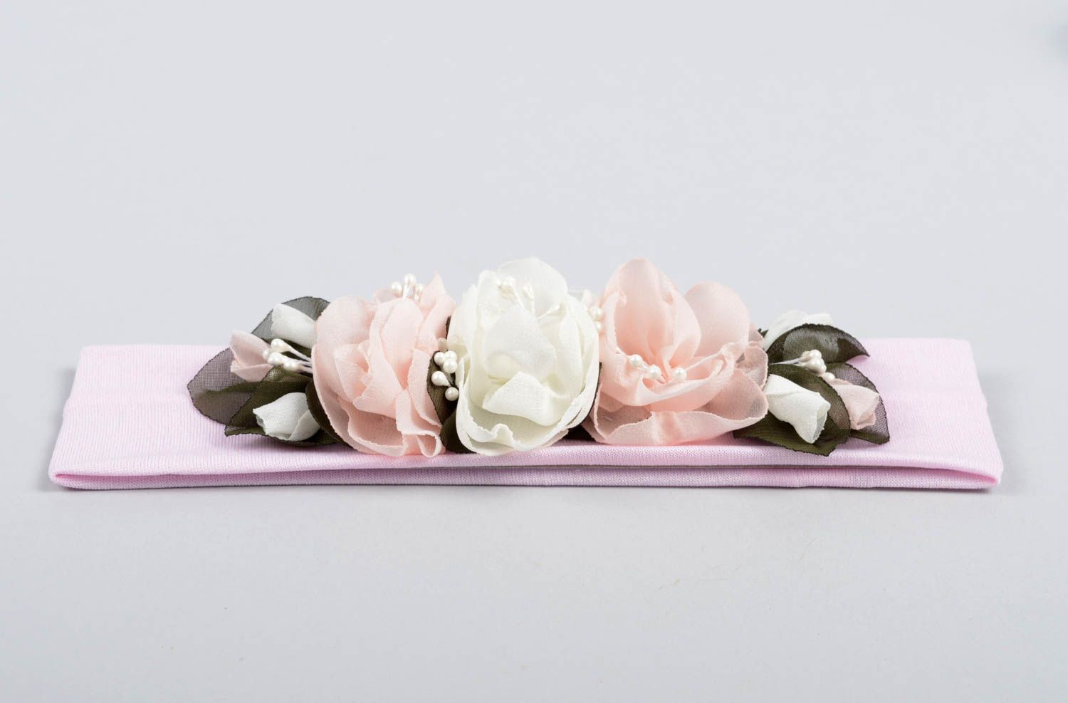 Handmade Haarband mit Blume Mädchen Haarschmuck Accessoire für Haare zart foto 2