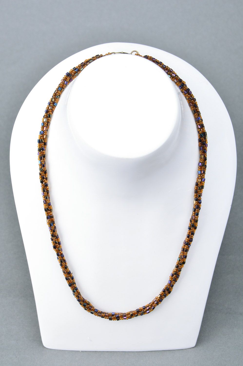 Bright handmade designer women's beaded cord necklace photo 3