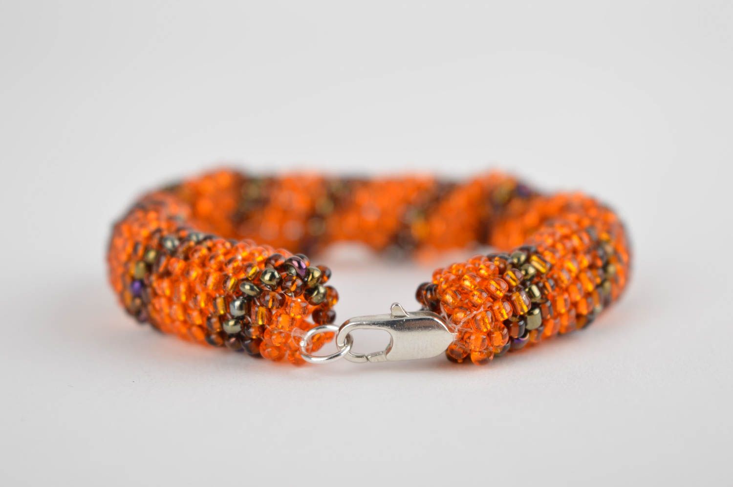 Handmade orange beads cord bracelet for women photo 2