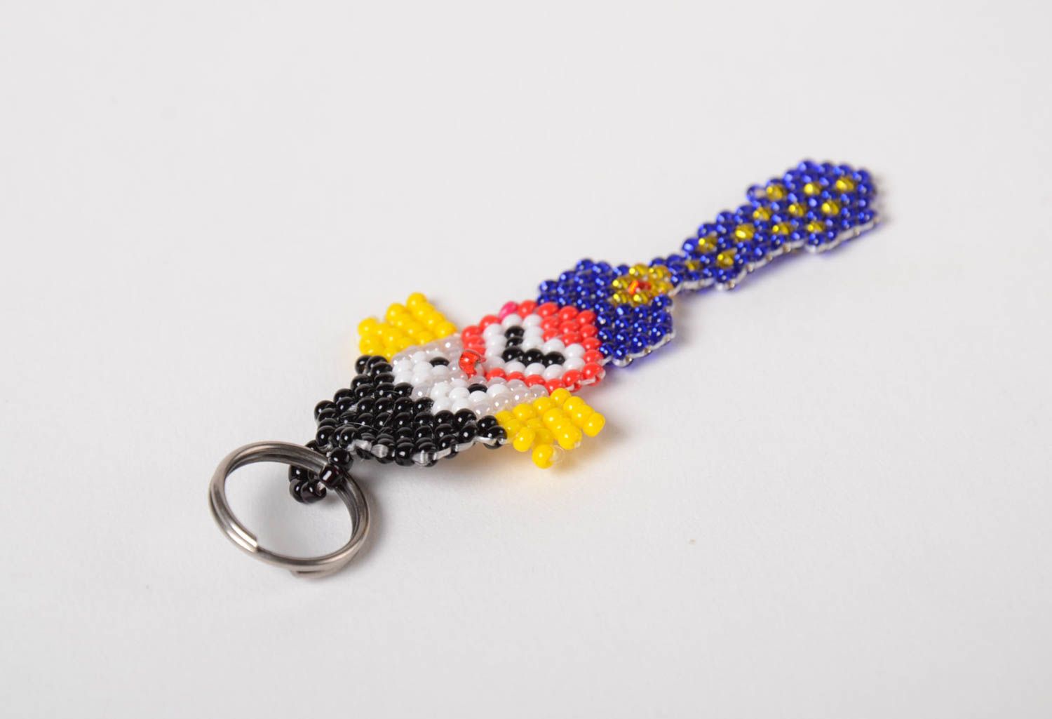 Porte-clés clown en perles de rocaille fait main accessoire original cadeau photo 4