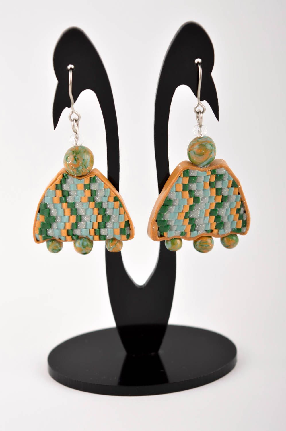 Unusual handmade plastic earrings design artisan jewelry fashion accessories photo 2