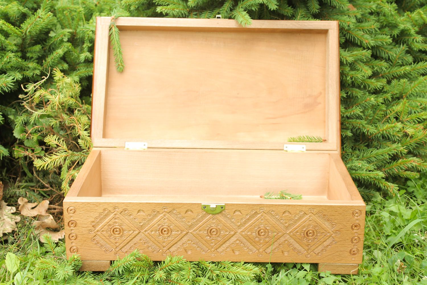 Grande boîte en bois à bijoux faite main photo 5