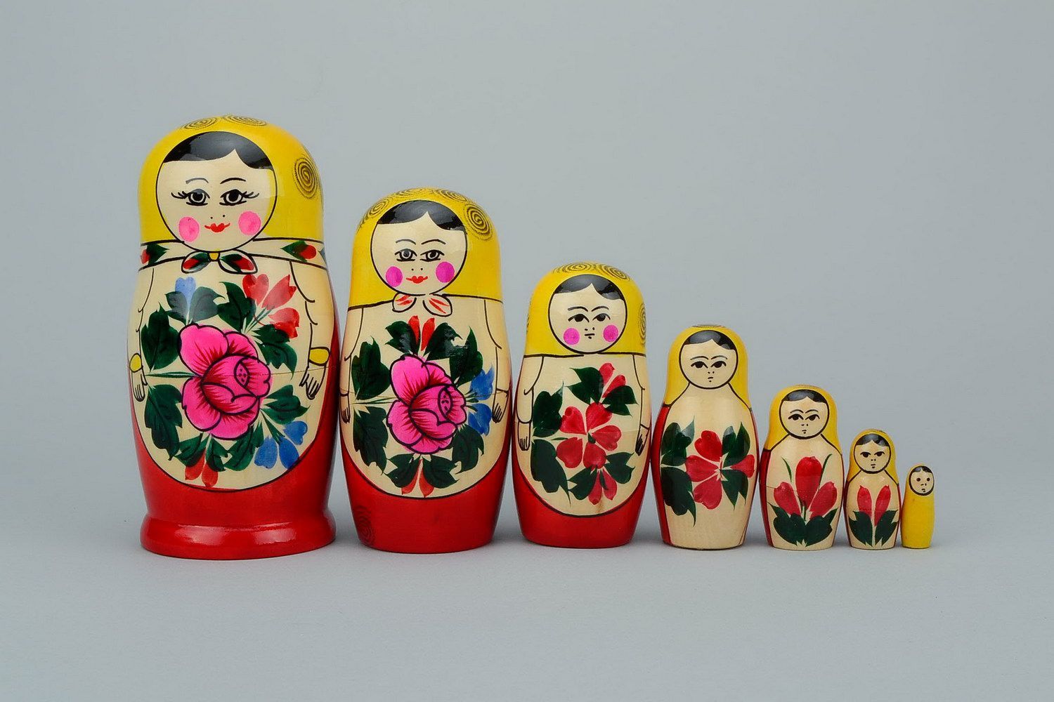 Painted wooden nesting doll with large rose photo 5