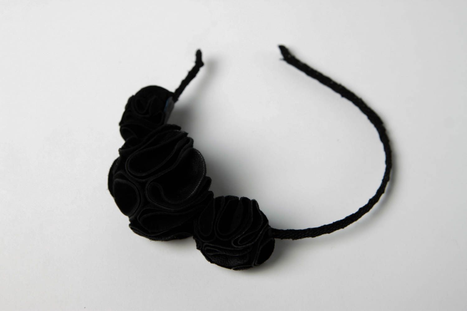 Handmade Blumen Haarreif Haarschmuck Blüten Frauen Geschenk in Schwarz  foto 4