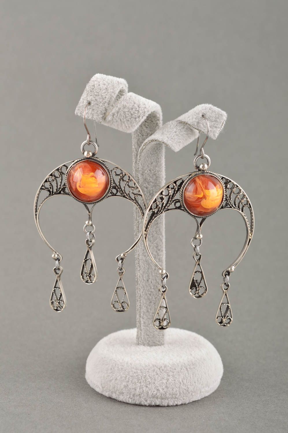 Elegant unusual accessories handmade stylish earrings beautiful jewelry photo 1