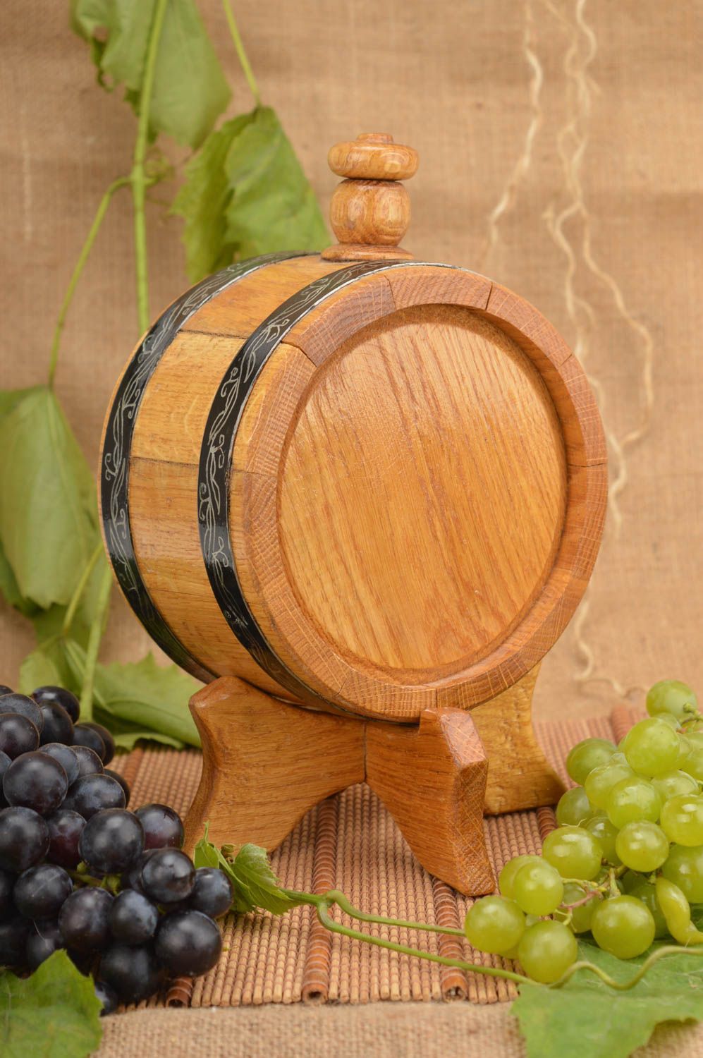 Handmade wooden barrel wine barrel wood decor interior barrel present for fiend photo 1