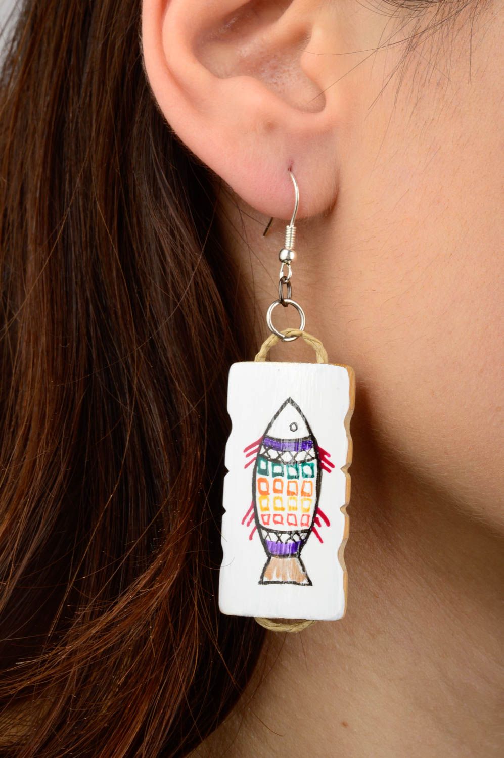 Stylish handmade wooden earrings beautiful jewellery fashion accessories photo 2