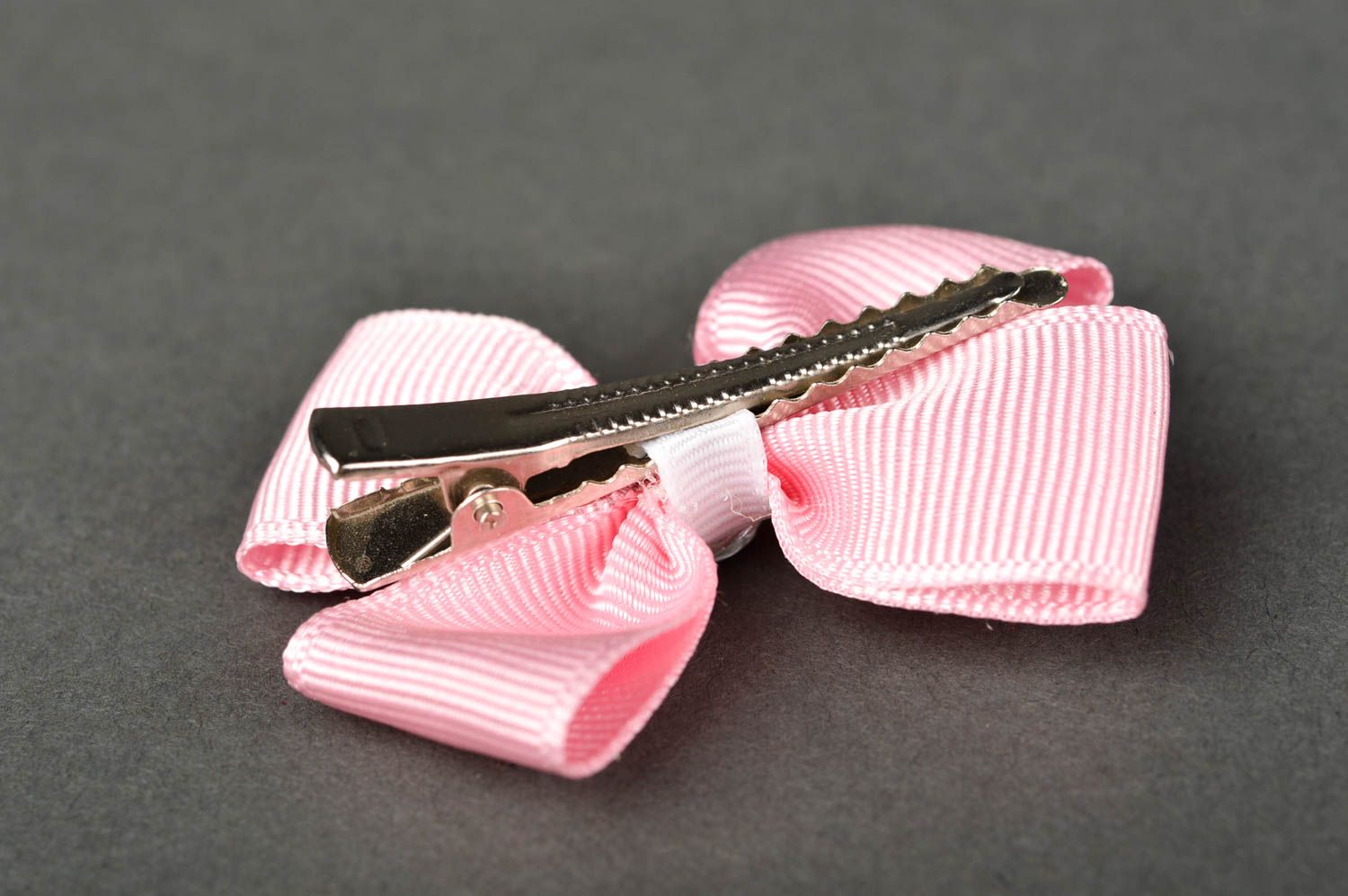 Модный аксессуар ручной работы розовый стильный бант для волос детская заколка фото 3