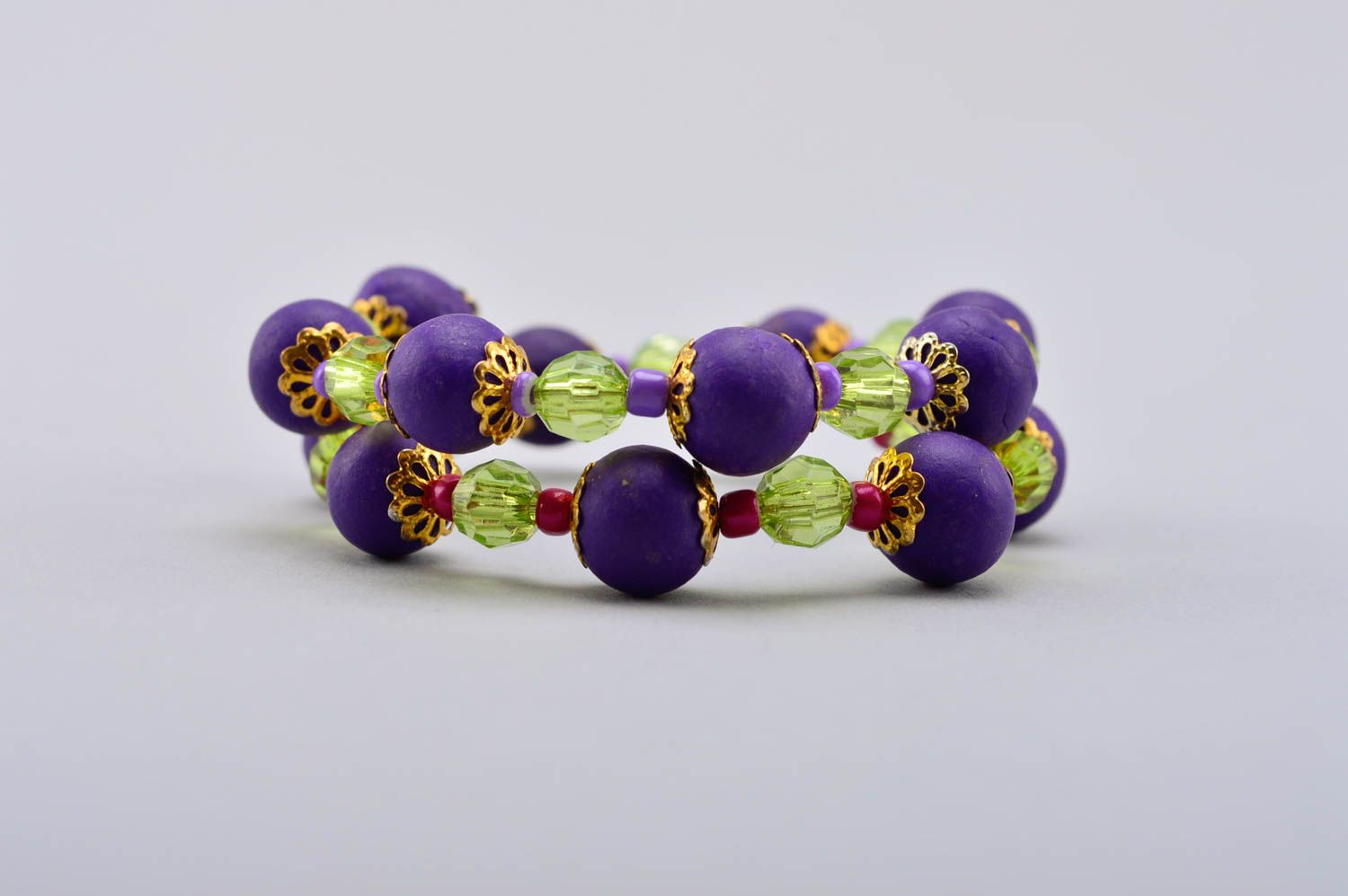 Handmade plastic bracelet unusual violet wrist jewelry female bracelet photo 4