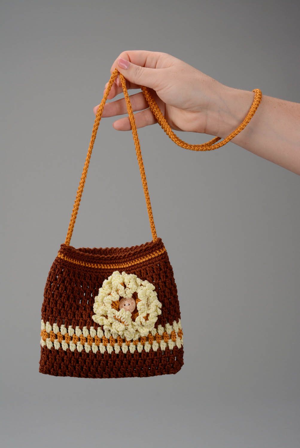 Brown crocheted purse photo 1