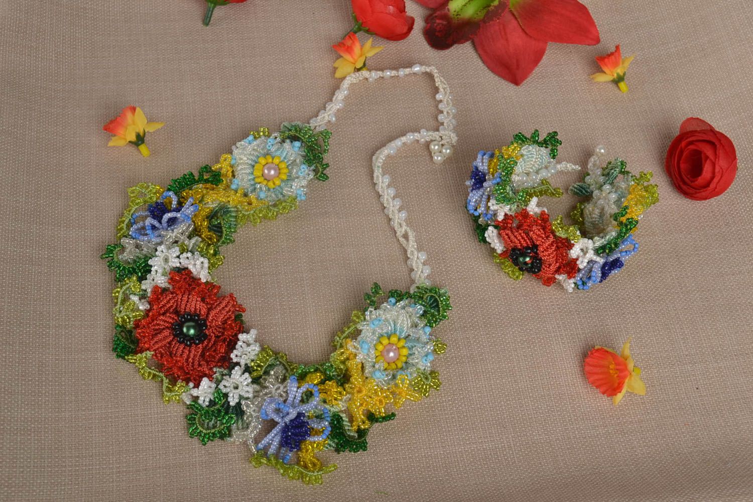 Handmade jewelry set designer necklace and bracelet stylish present for her photo 1