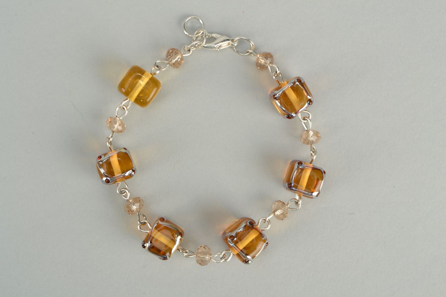 Lampwork glass bracelet with crystals photo 1