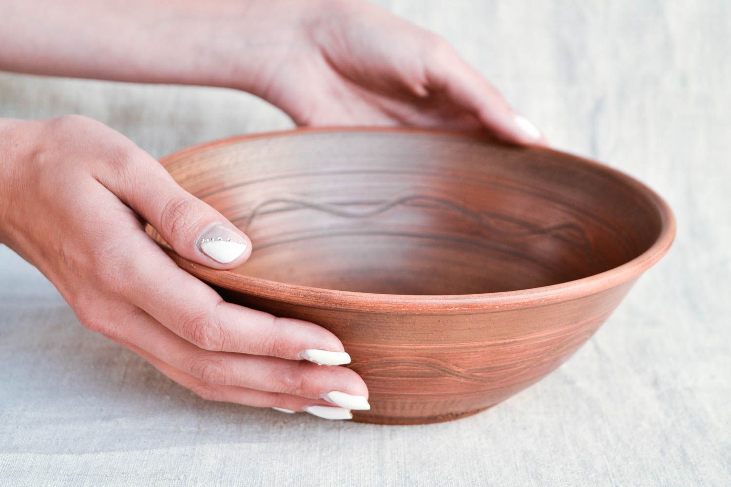 Handmade ceramic plate pottery bowl serving plate salad bowl kitchen decor photo 2