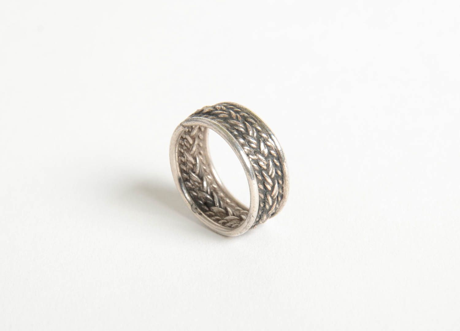 Beautiful handmade silver ring metal ring unisex ring designer accessories photo 3