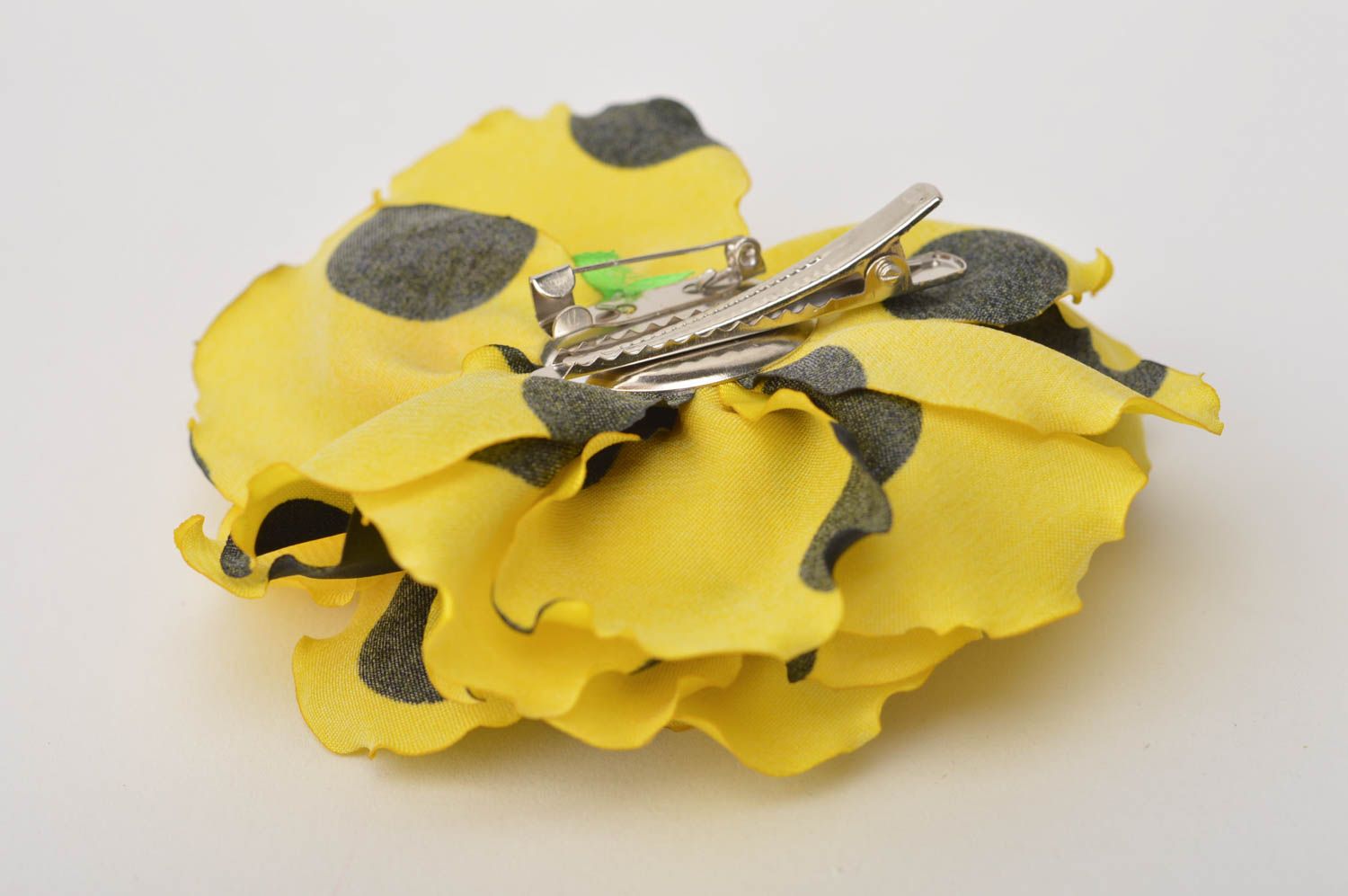 Barrette cheveux fait main Broche fleur Accessoire femme jaune en satin belle photo 5