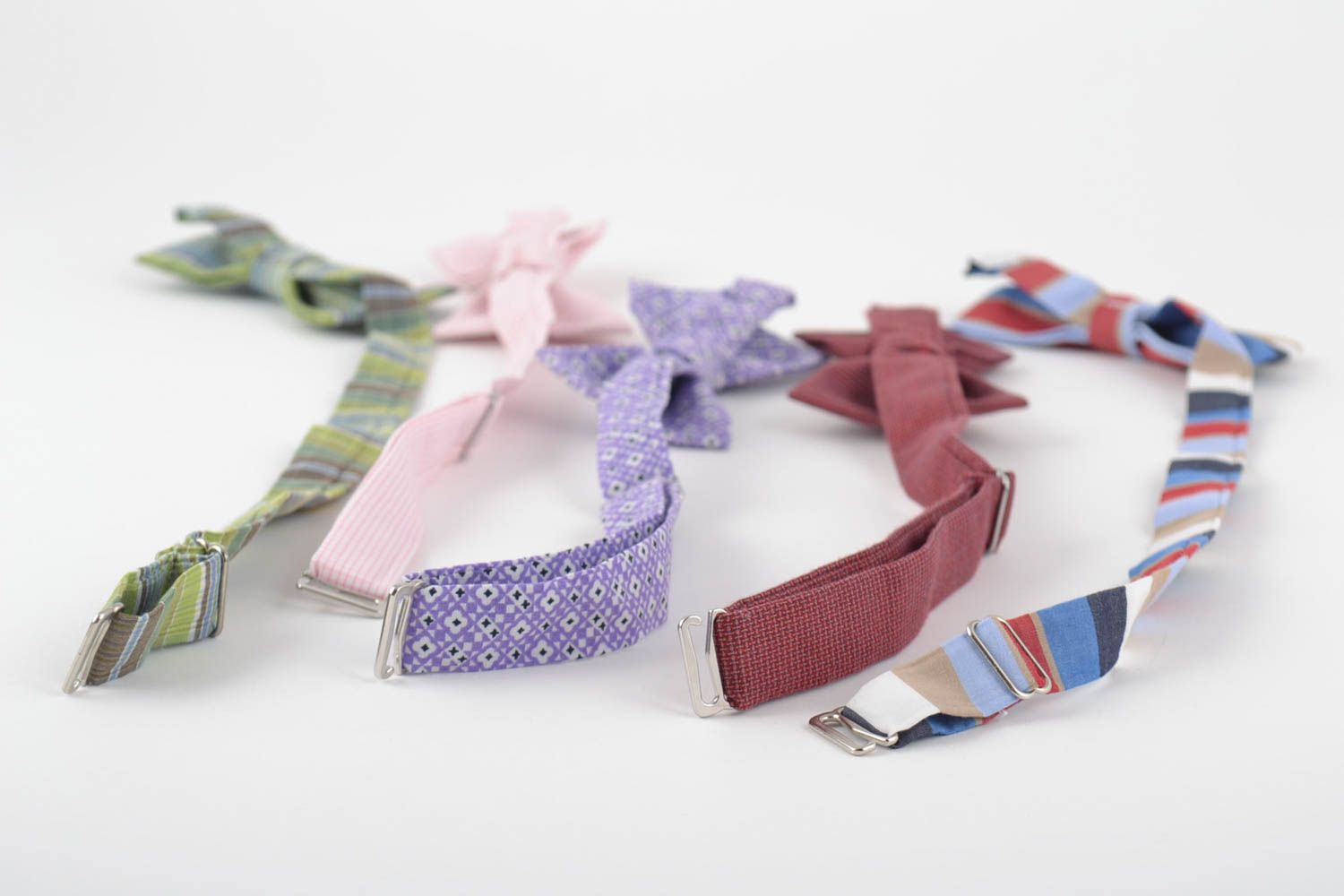 Set of 5 handmade textile cotton bow ties with adjustable straps unisex photo 5
