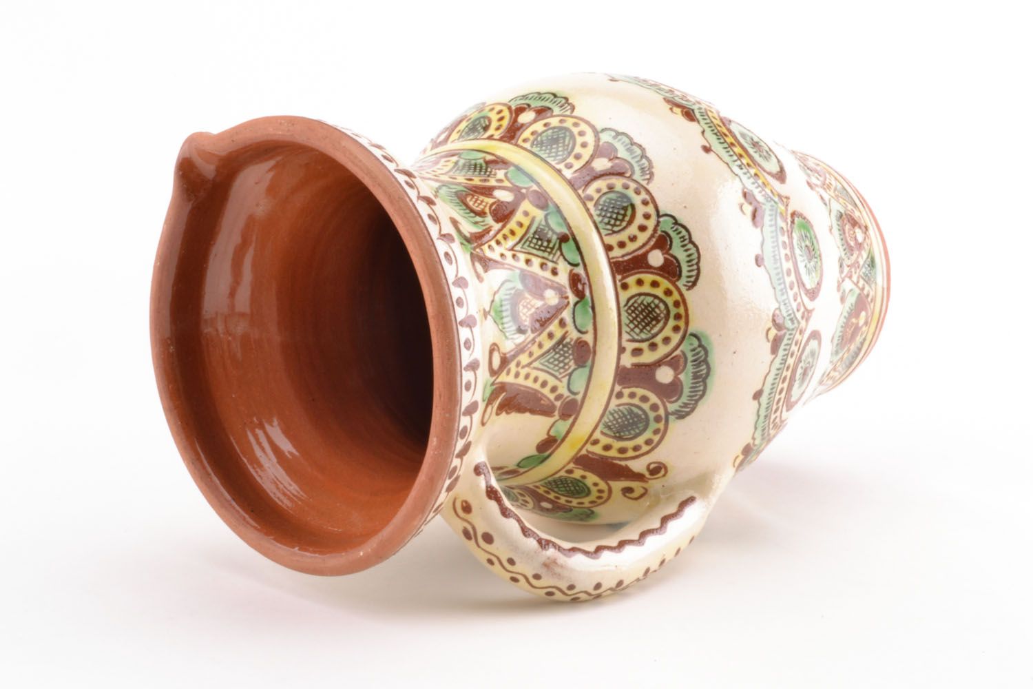 60 oz ceramic hand-painted water jug in ethnic design 2,5 lb photo 4