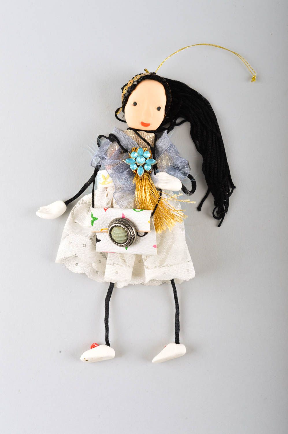 Bambola bella in stoffa fatta a mano pupazzo tessile tenero da collezione foto 2