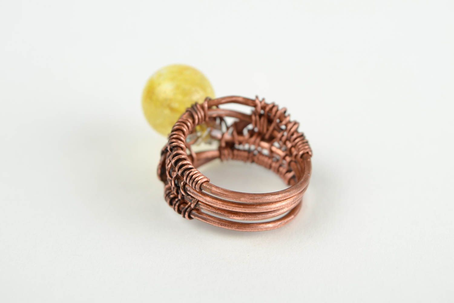 Epoxidharz Schmuck handgemachter Blumen Ring in Gelb Kupfer Ring groß stilvoll foto 5