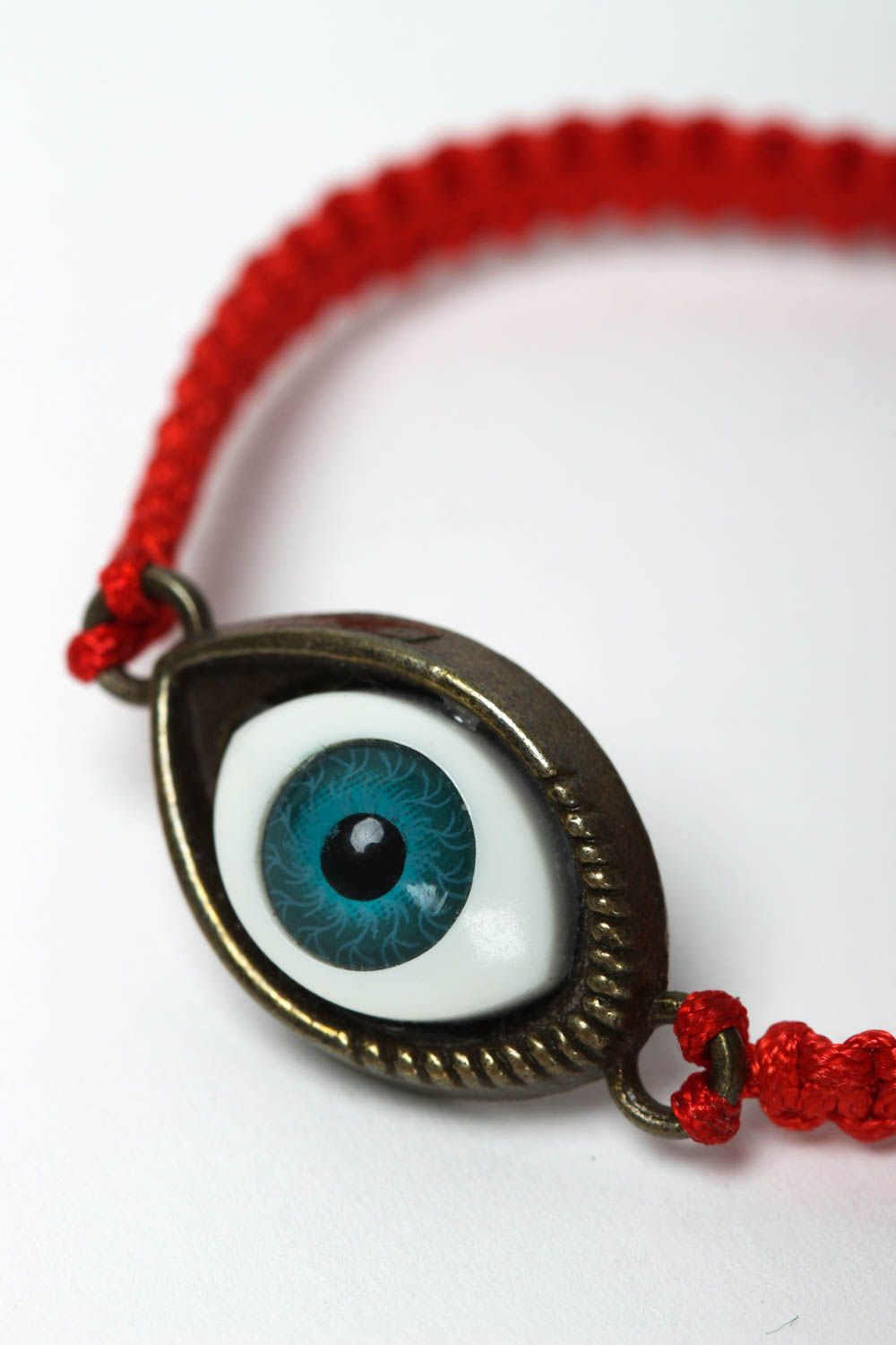 Плетеный браслет ручной работы с глазом браслет из ниток оберег модный браслет фото 3